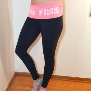 Victorias Secret Pink Cotton Yoga Foldover Legging